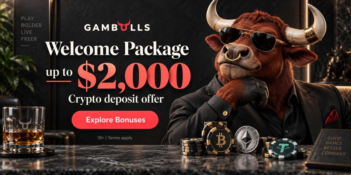 Gambulls welcome package up to $2,000, crypto deposit offer. Explore Bonuses. 18+, terms apply.